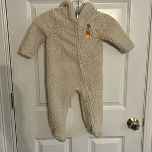 Winnie the Pooh Cozy Cream Baby fleece one piece with Hood
